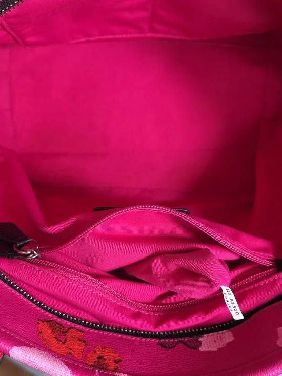 COACH F35161 PINK FLORAL/Silvertone Street Zip Tote Project Bag FAIR - Picture 17 of 17